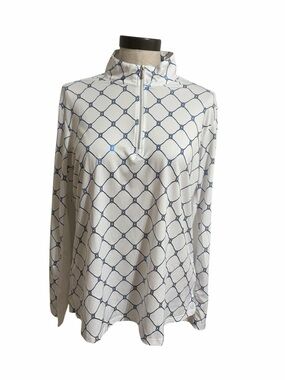 San Soleil Shirt Womens Chain Link 1/4 Zip UV 50 Cooling Top Golf Pickleball L